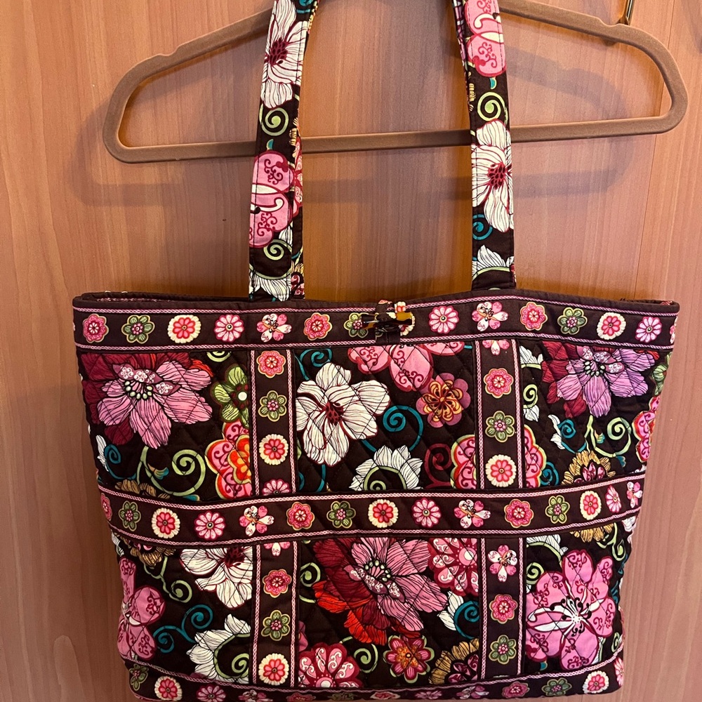 Vera Bradley Quilted Floral Tote - Pink, Brown, White